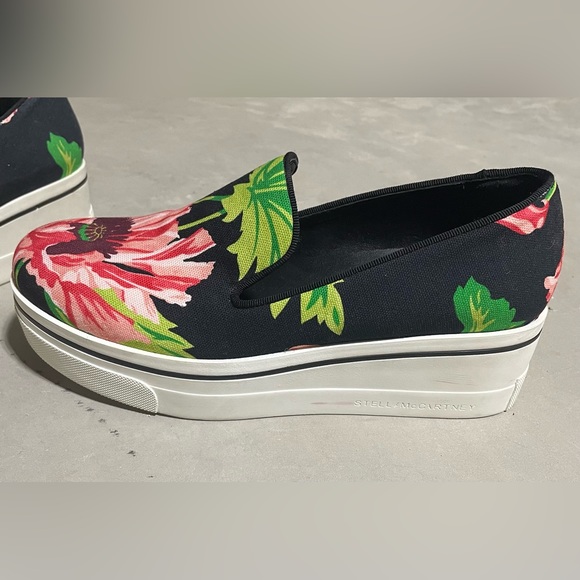 Stella McCartney Women's Sneakers Binx Pink Floral Canvas Platform Slip On - Picture 8 of 15